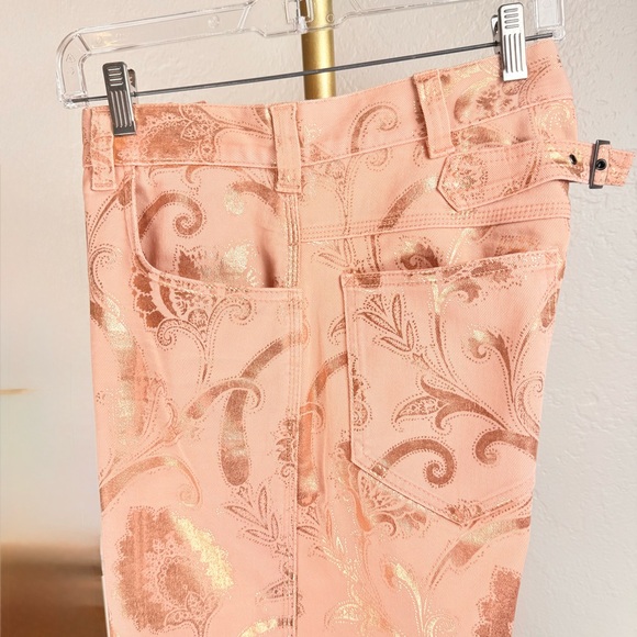 ETRO Milano FW18 Metallic Rose Gold Signature Paisley Carpenter Jeans 30 Italy - Picture 12 of 16